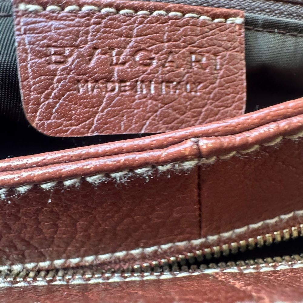 BVLGARI Brown Grained Leather Becky Handbag - Picture 15 of 16